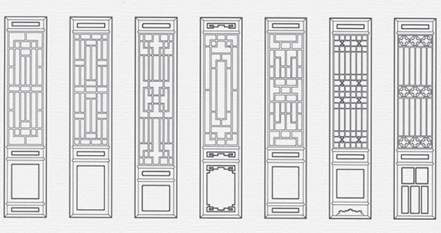 砚山常用中式仿古花窗图案隔断设计图