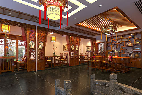 砚山优雅恬淡中式茶叶店装修设计效果图