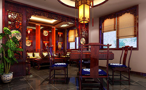 砚山古典中式风格茶楼包间设计装修效果图